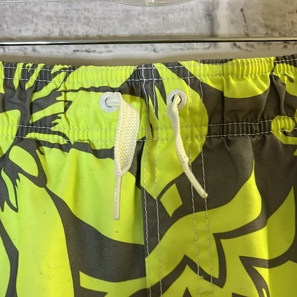 4/$20 Old Navy boys swim trunk fluorescent yellow/gray elastic waist - Picture 3 of 5